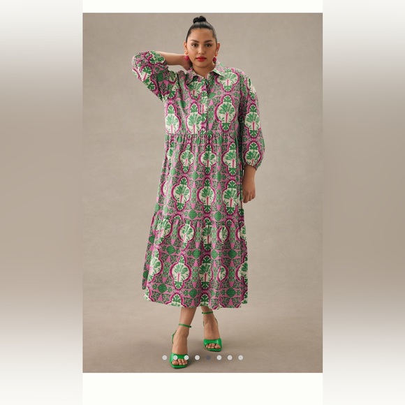 ANTHROPOLOGIE NWT BETTINA TIERED SHIRT DRESS 🍉 - Picture 5 of 9